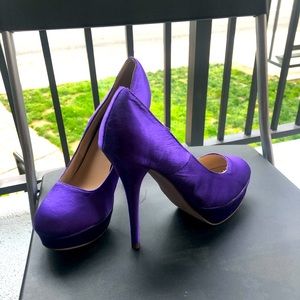 Purple satin heels